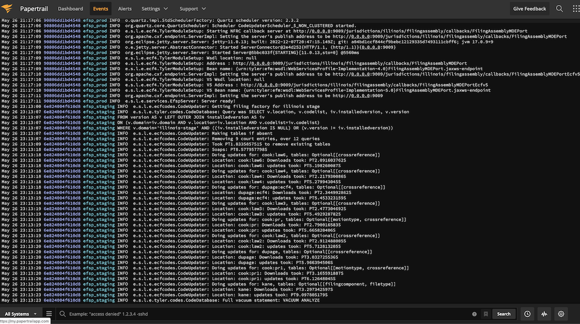 Papertrail Log Viewer