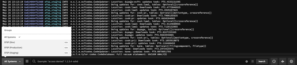 Papertrail Group Selector