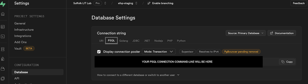 Supabase PSQL Connection Settings